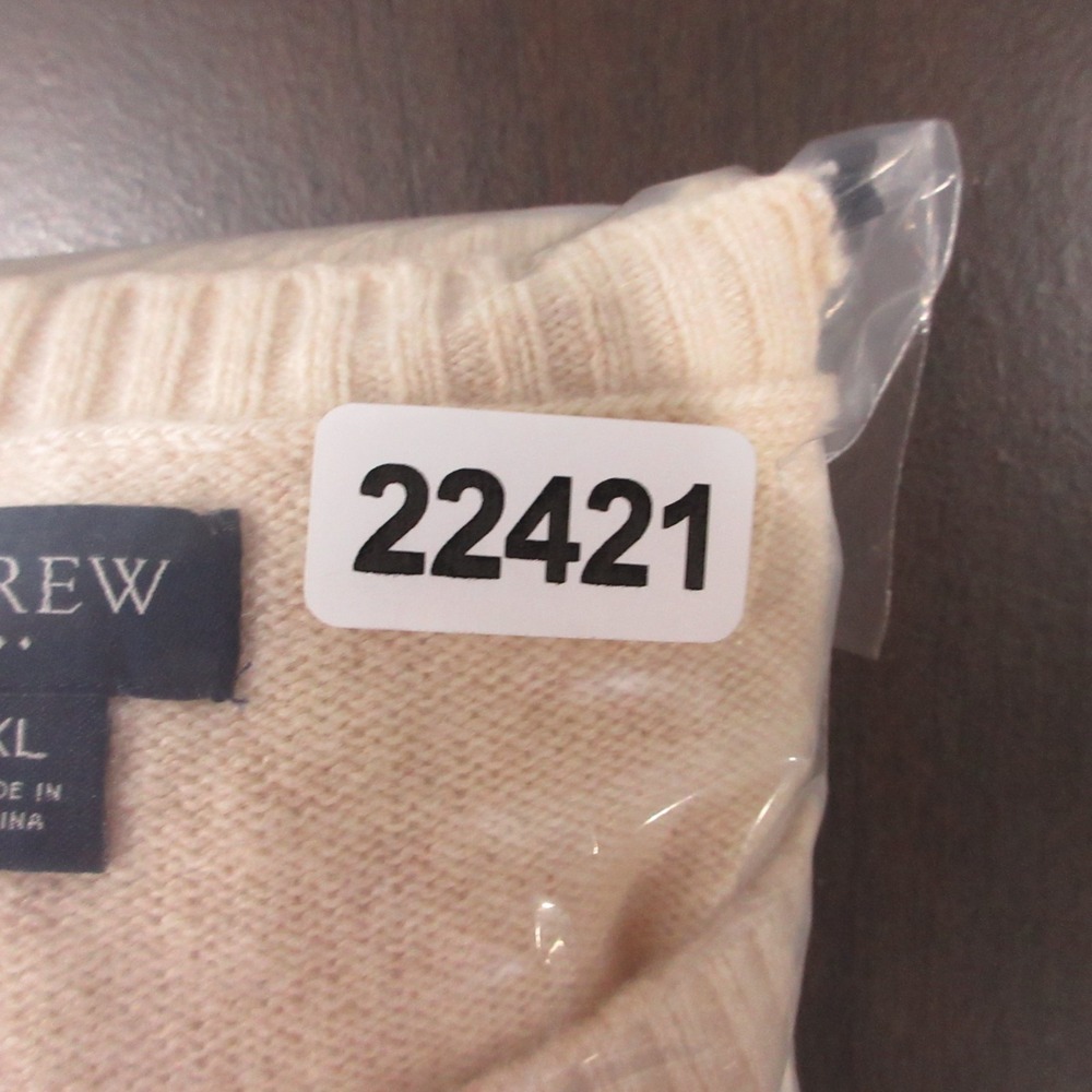 J Crew Sweater Mens XL Beige Cream Knit Crew Neck Pullover Knit Wool Blend - Picture 7 of 7